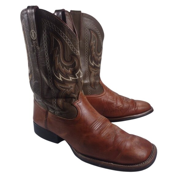 Tony Lama Mens 13D Brown Square Toe RR1115 Western Embroidered Cowboy Boots - Picture 1 of 8
